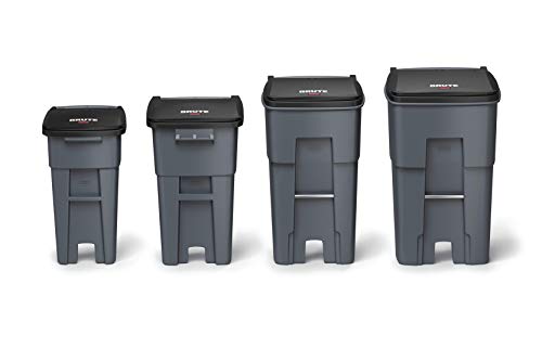 Heavy-Duty Wheeled Trash Can, 50-Gallon, Gray, 2-Pack U86554