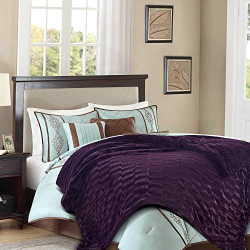 Embossed Faux Fur Throw Blanket, Soft Lightweight, 50" x 65", Gray C91341