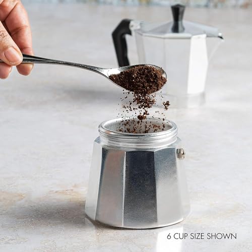 Moka Pot Stovetop Espresso Maker, 3 Cup, Silver Y781389