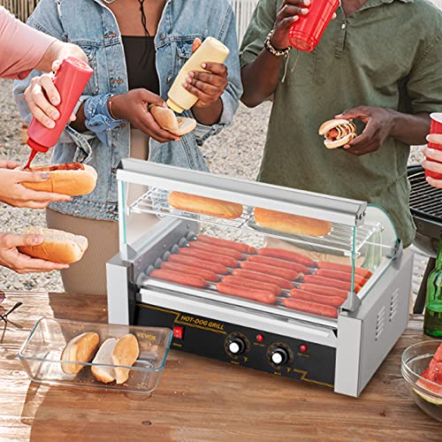 Hot Dog Roller, 12 Capacity, Stainless Steel Cook Warmer with Dual Temp Control R422034