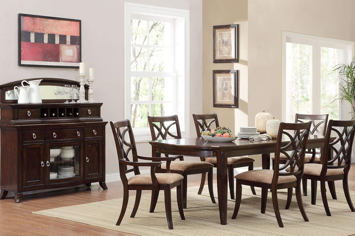 7 Piece Dining Room Set in Brown Cherry F930