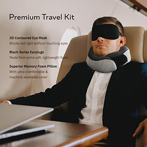 Orthopedic Memory Foam Travel Neck Pillow Set with Eye Masks and Earplugs R36977