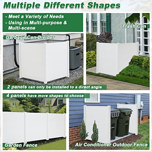Outdoor Privacy Screen 2 Panels, 48"W x 49"H, Freestanding Fence with Iron Stakes, White W835