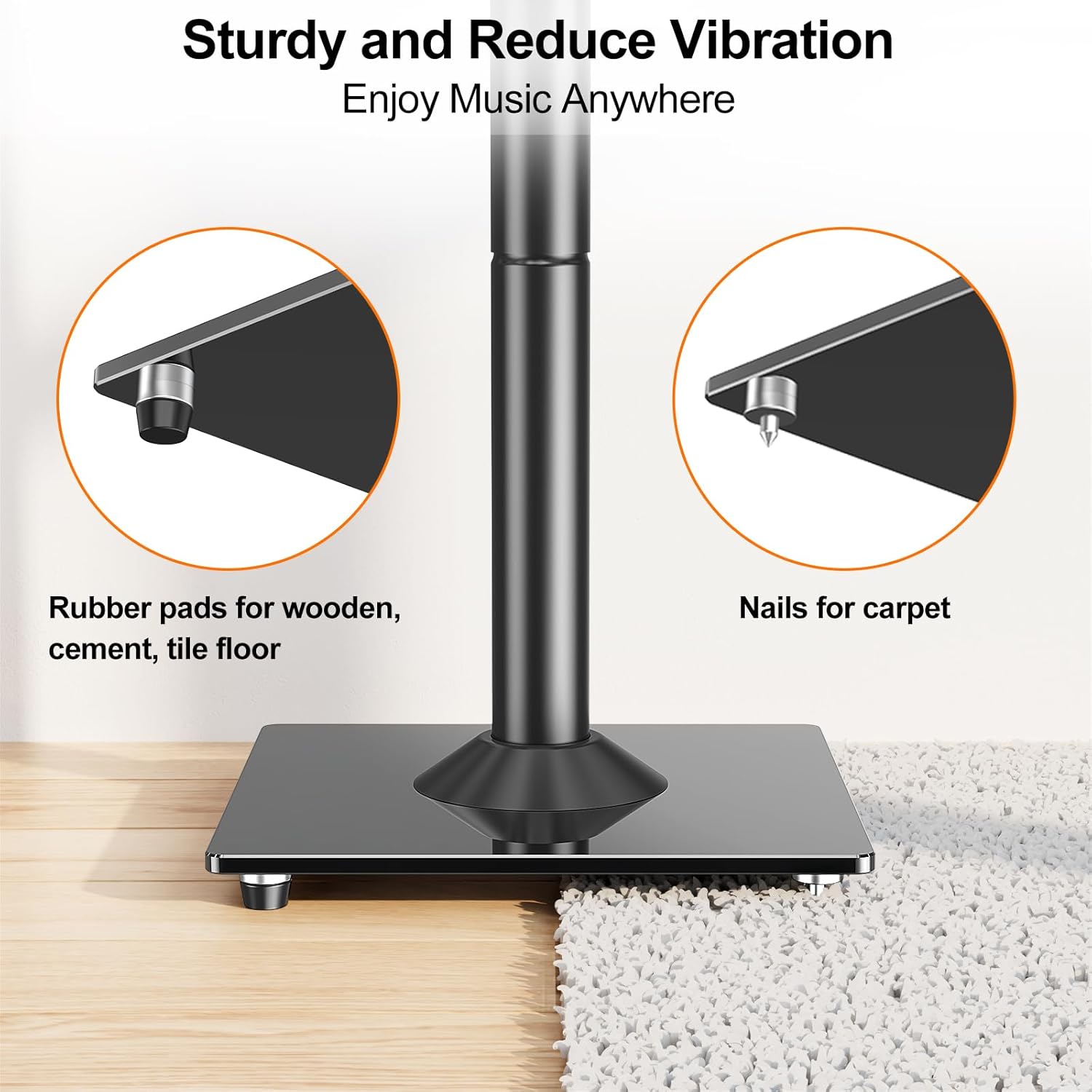 Universal Speaker Stands Height Adjustable 28-37.4 inches, Pair for Bookshelf and Studio Speakers up to 22 lbs Q618