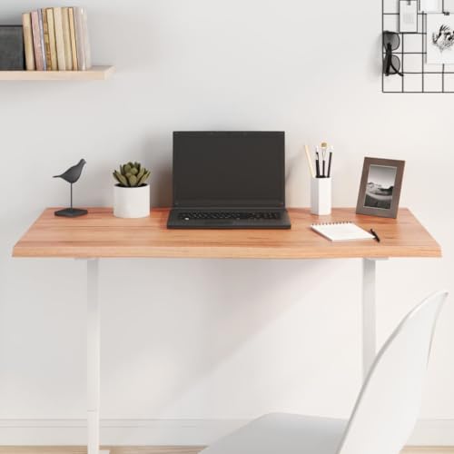 Table Top Light Brown 39.4"x15.7"x0.8" Treated Solid Wood Oak,Upgrade Your Table: Handcrafted Oak Table Top with Live Edge Charm Table Accessories