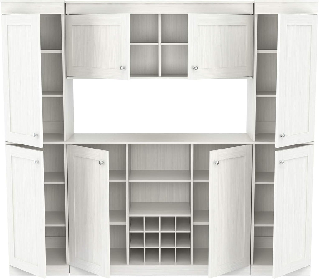 Shaker Style 4-Piece Buffet Storage System with 2 Tall Cabinets, Washed Oak R39755