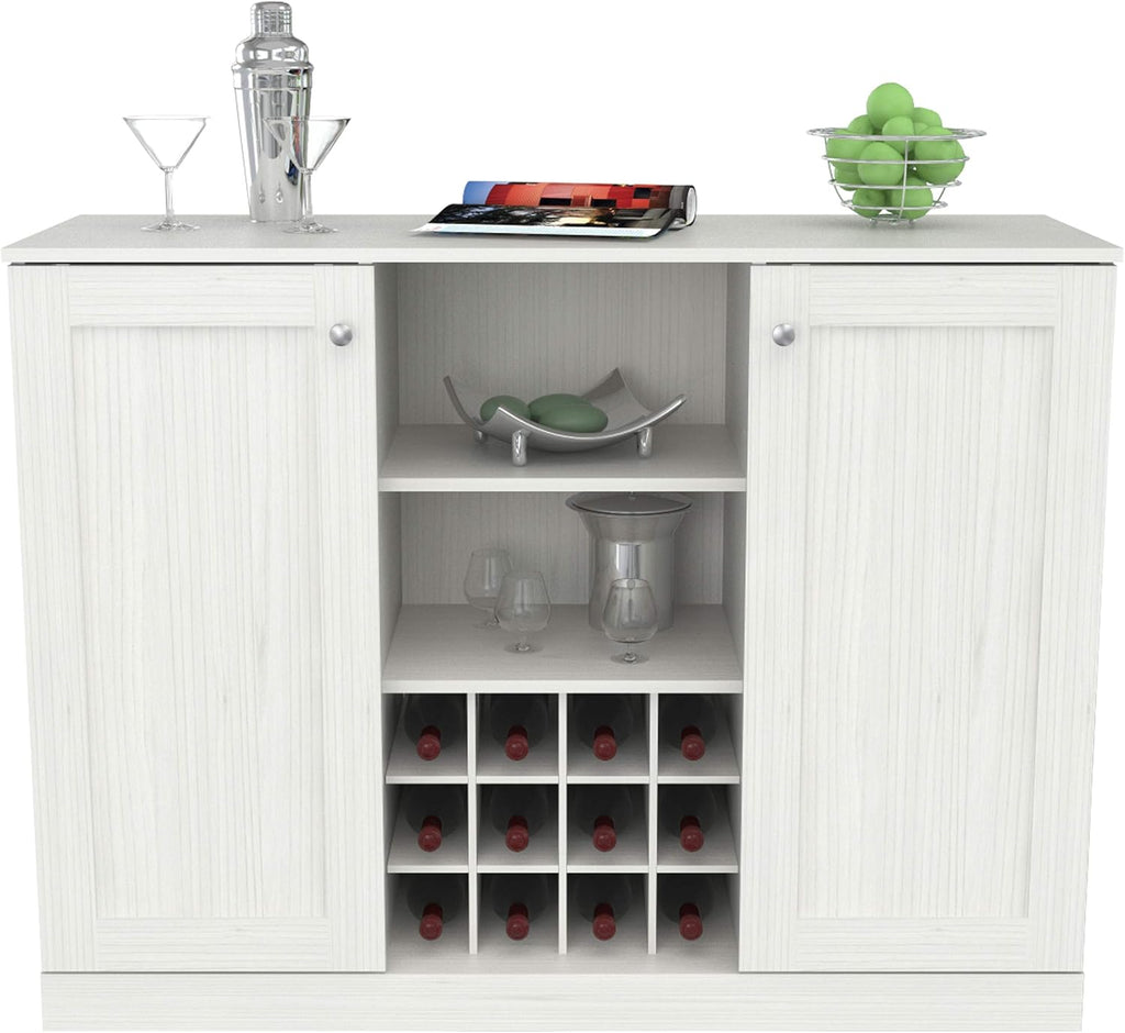 Shaker Style 4-Piece Buffet Storage System with 2 Tall Cabinets, Washed Oak R39755