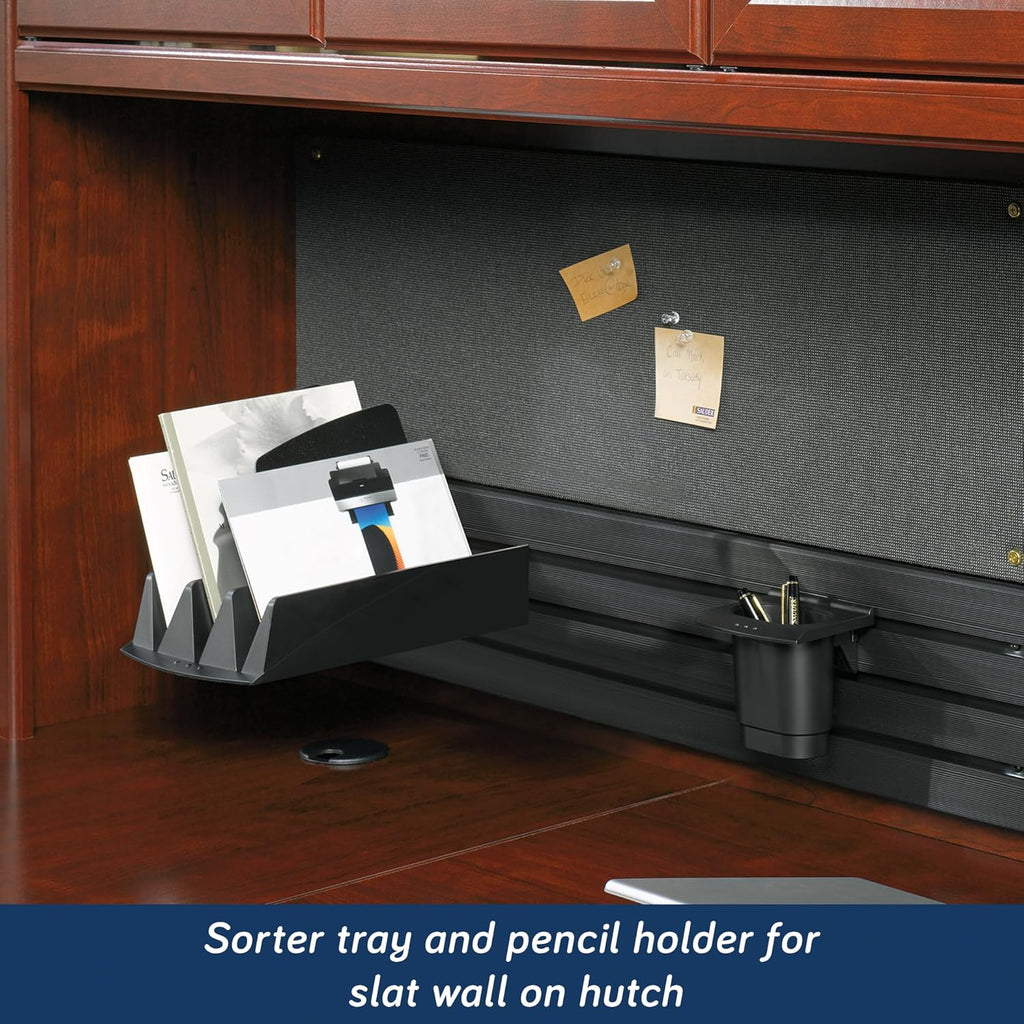 L-Shaped Desk with Office Hutch, Classic Cherry U7591