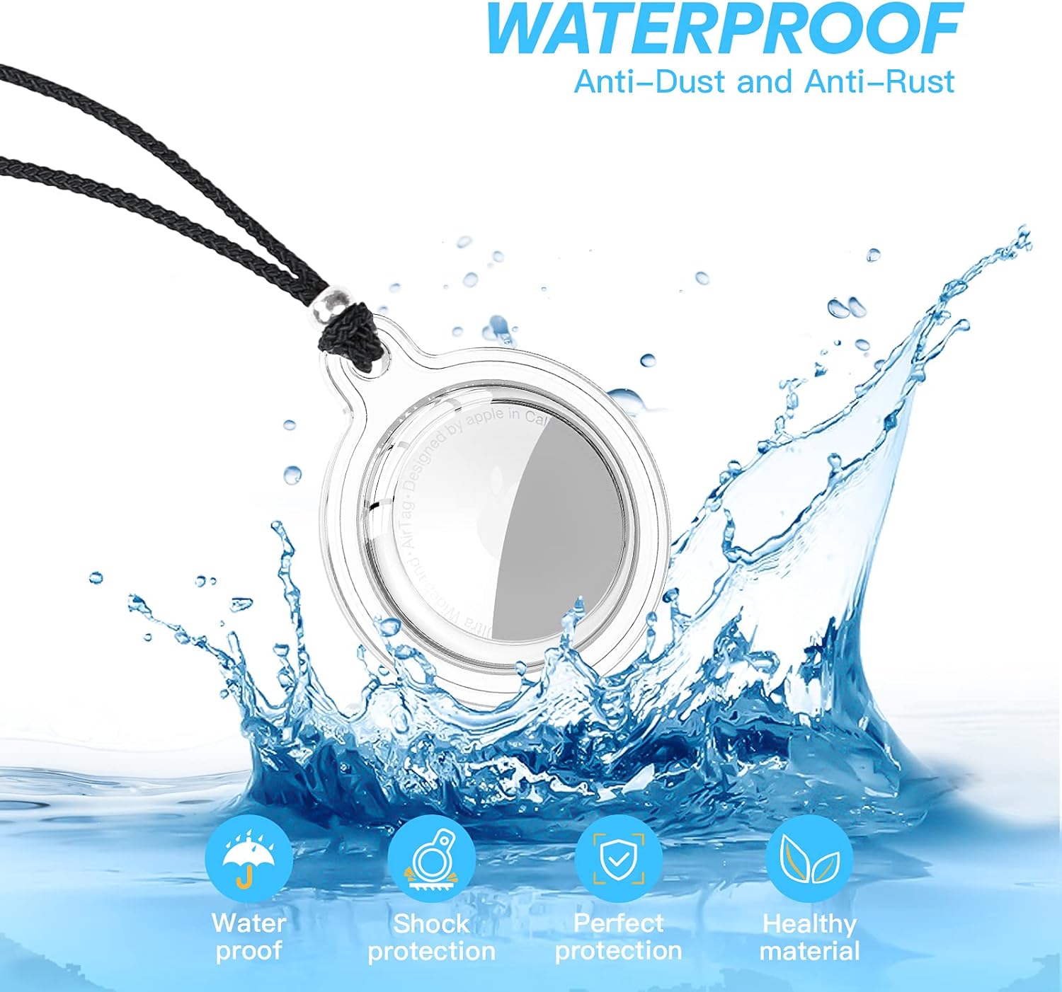 Adjustable Waterproof AirTag Necklace Holder for Kids and Adults Z7192