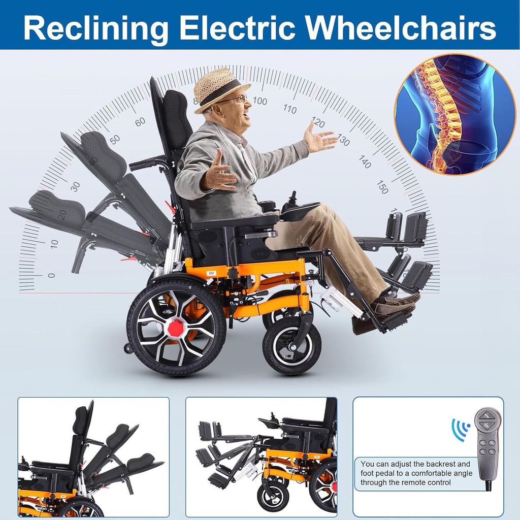 Reclining Foldable Electric Wheelchair for Adults, All Terrain, 500W Motor, 20 Mile Range K36117
