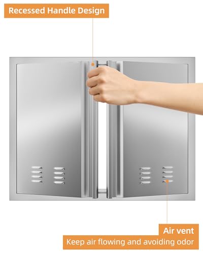 Stainless Steel Outdoor Kitchen Access Door, 20" H x 14" W, Recessed Handle C4966