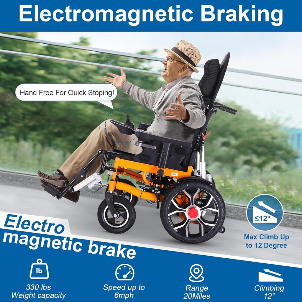 Reclining Foldable Electric Wheelchair for Adults, All Terrain, 500W Motor, 20 Mile Range K36117