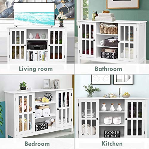 TV Stand Console Storage Cabinet with Wood Finish O8378