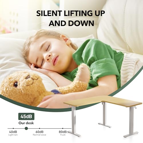 L Shaped Standing Desk, Electric Height Adjustable, White Top Q5280