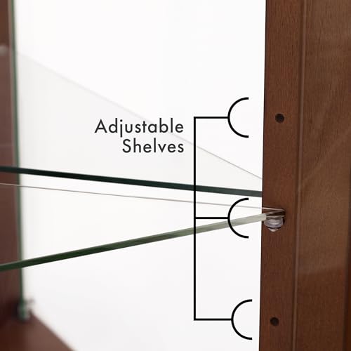 Corner Curio Cabinet with Lights, Glass Display, Adjustable Shelves P9885