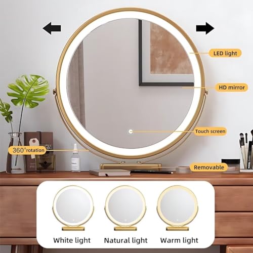 Solid Wood Makeup Vanity Desk with Mirror and LED Lights K985692