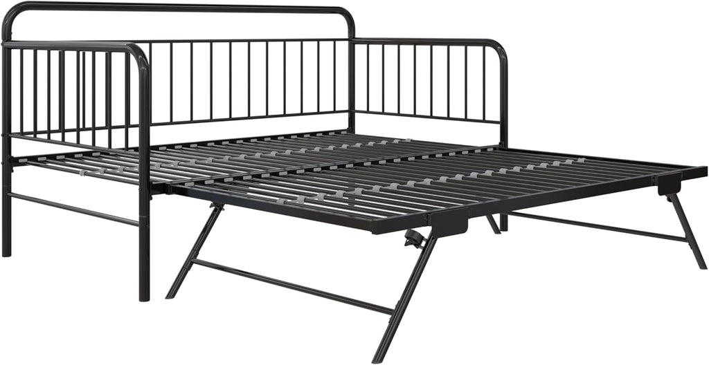 Metal Daybed with Pop Up Trundle Bed, Twin, Black W1027