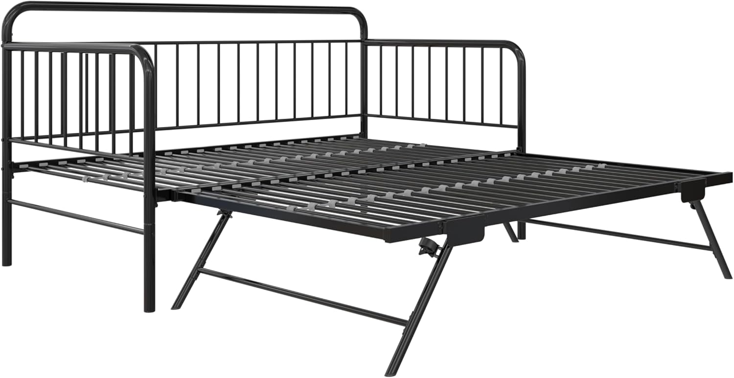 Metal Daybed with Pop Up Trundle Bed, Twin, Black W1027