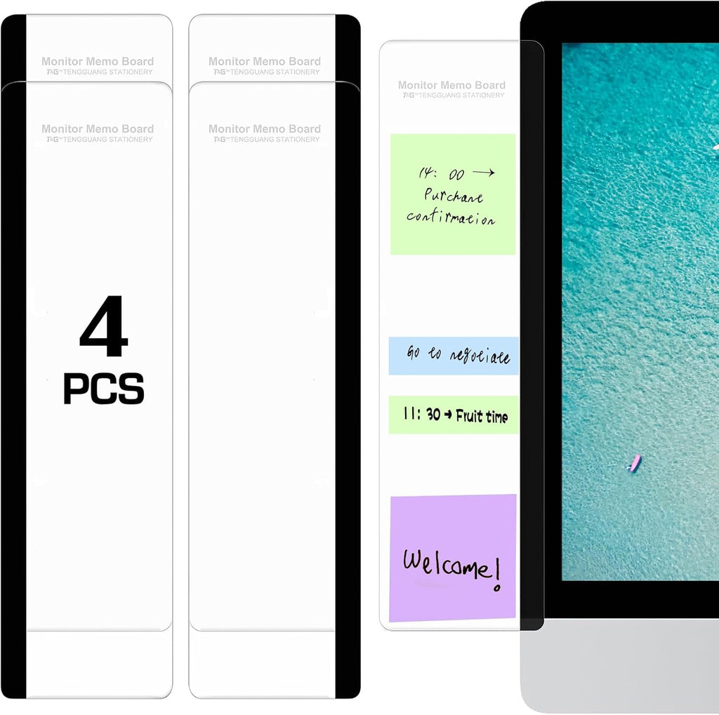 Monitor Memo Board, 4PCS Transparent Computer Monitor Memo Board, Monitor Side Panel Creative Desktop Memo Board, Acrylic Desktop Memo Board, Computer Sticky Note Holder for Home Office