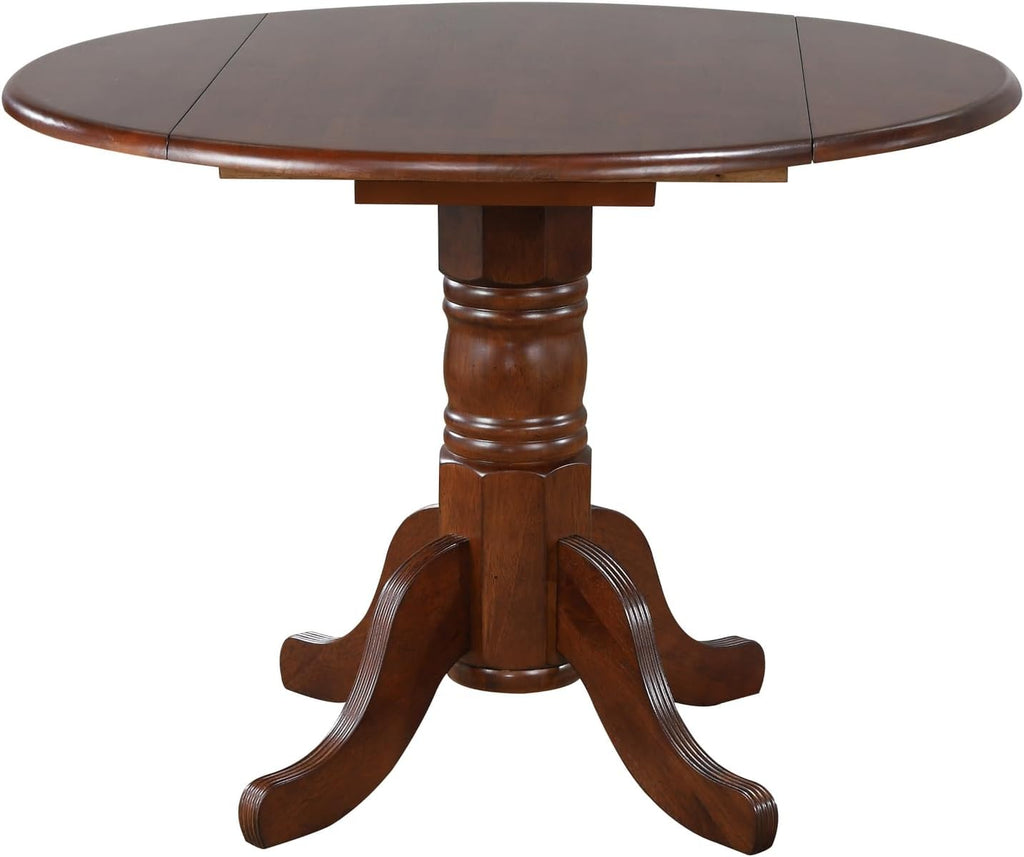 42" Round Extendable Drop Leaf Dining Table Set, 3 Piece, Seats 4 T6193