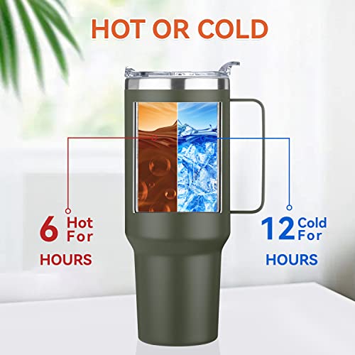 40 oz Stainless Steel Tumbler with Handle, Vacuum Insulated Travel Mug J854002