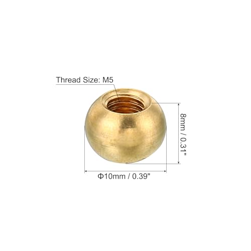 M3x0.5 Thread Cap Nuts Knob, 10 Pack Brass Ball Lamp Decoration Screw Caps O697