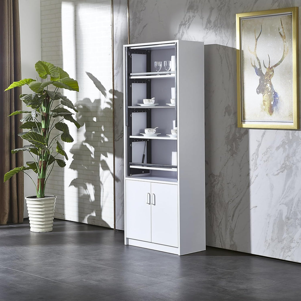 Wall Mounted Fold Out Desk with Storage, White C725
