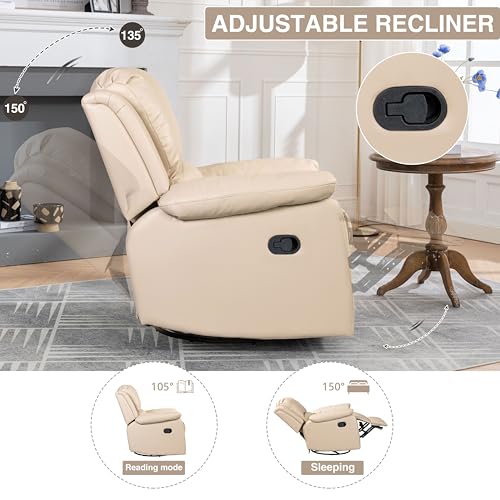 Swivel Recliner Chair with Adjustable Footrest, Beige B709