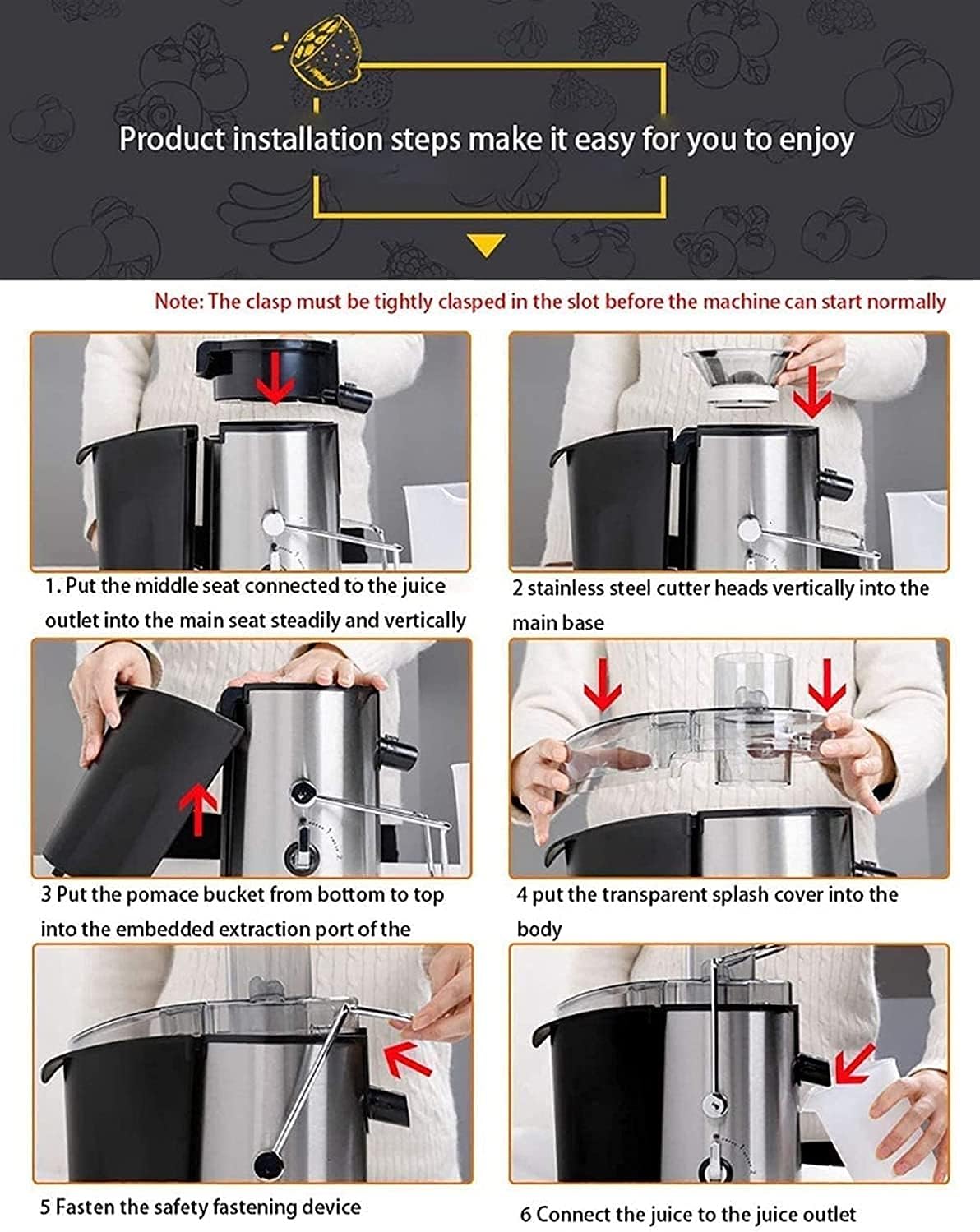 Centrifugal Juicer Machine with Wide Feed Chute, Easy to Clean T4262