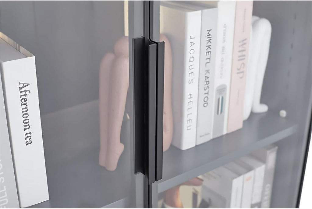 Glass Display Cabinet with LED Lights and 4-Tier Shelves I51816