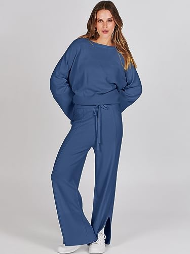 Women's 2 Piece Knit Sweater Set with Wide Leg Pants S675