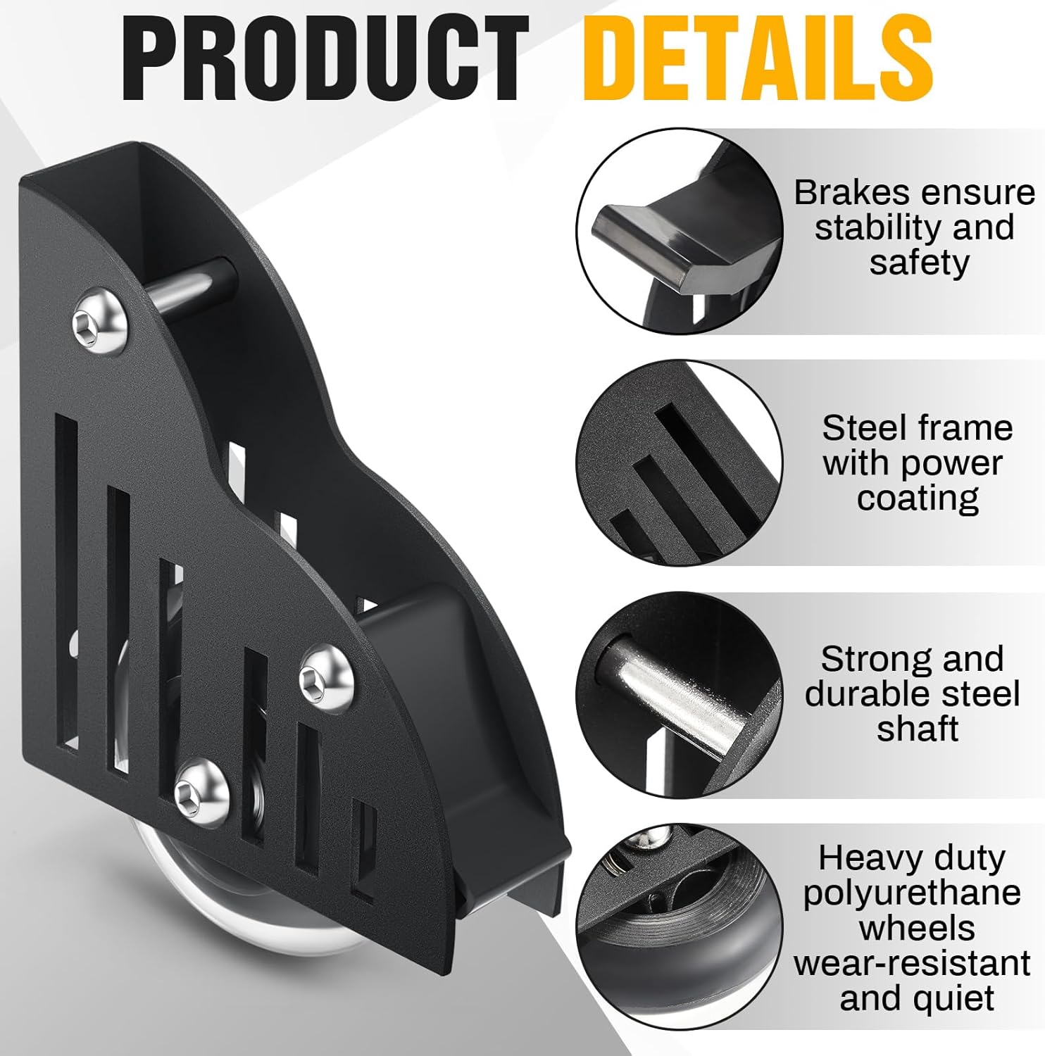 Sliding Library Ladder Floor Roller with Brake, Black K784983