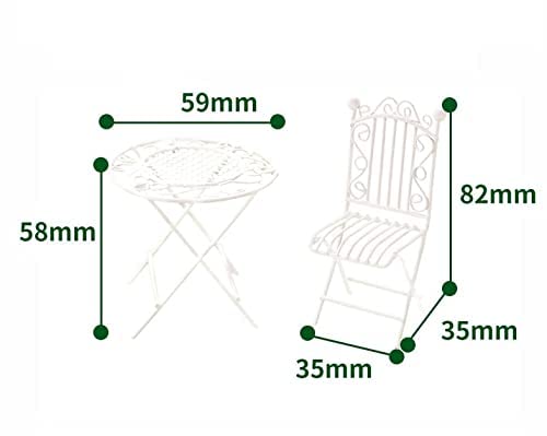 Miniature Bistro Table & Chairs Set White Metal 1:12 Scale Coffee Tea Furniture B4287