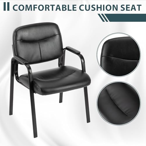 Office Guest Reception Chair with Lumbar Support, PU Leather, Black N148