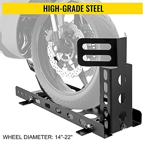 Motorcycle Front Tire Chock, 3000 lbs Capacity, Upright Stand for 14"-22" Wheels C8849