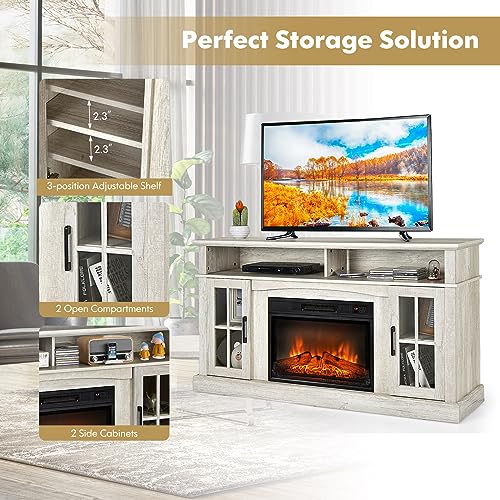 Electric Fireplace TV Stand for TVs Up to 65 Inches, 1400W Heater with Remote Control J165