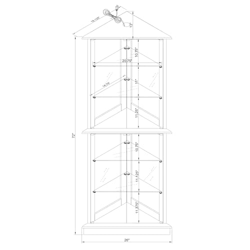 Corner Curio Cabinet with Lights, Glass Display, Adjustable Shelves P9885