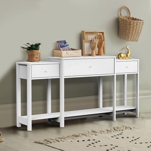 Marble Texture Console Table with Drawer and Open Shelf Z34994