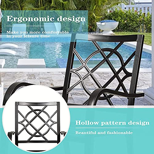 Outdoor Wrought Iron Patio Dining Furniture Set with 4 Stackable Chairs and Steel Table Q485