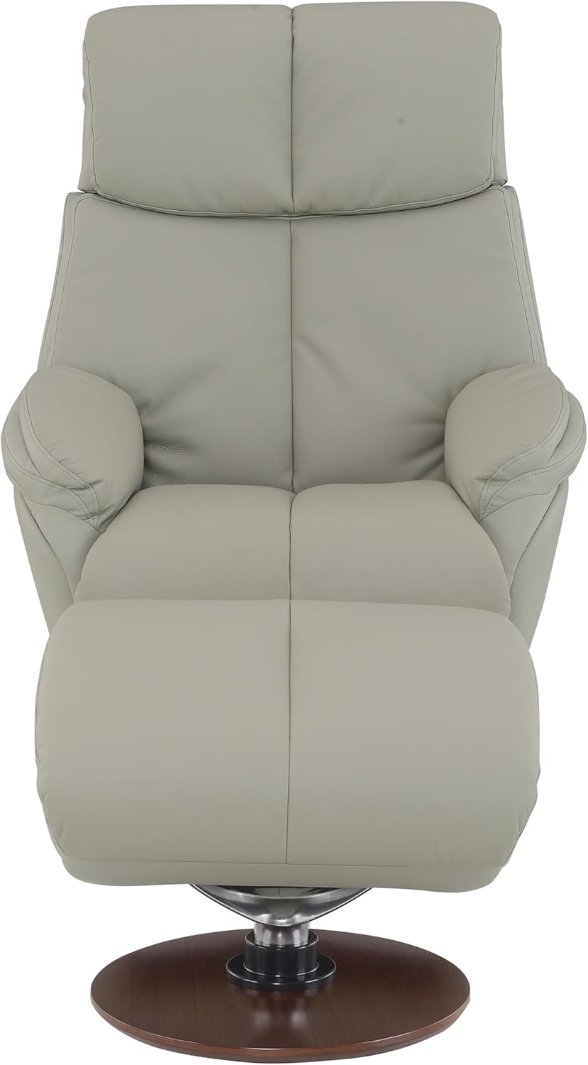 Swivel Recliner Chair with Ottoman, Upholstered High Backrest, Gray Q456