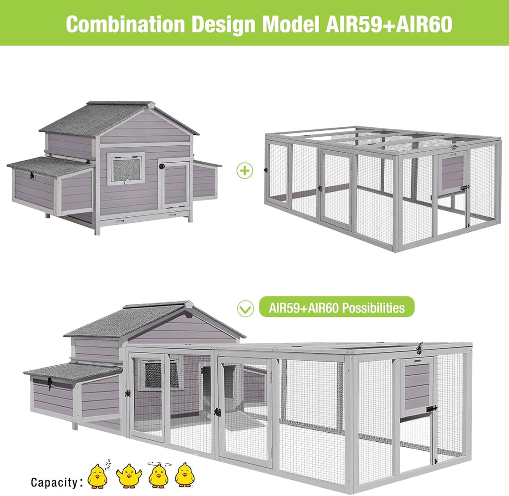 Chicken Coop Outdoor Poultry Cage Wooden Hen House with Nesting Box D132424