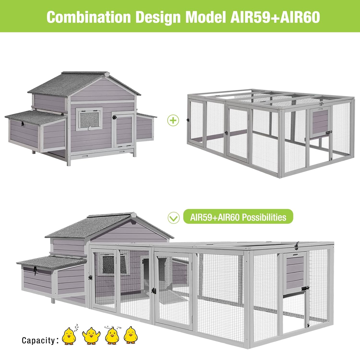 Chicken Coop Outdoor Poultry Cage Wooden Hen House with Nesting Box D132424