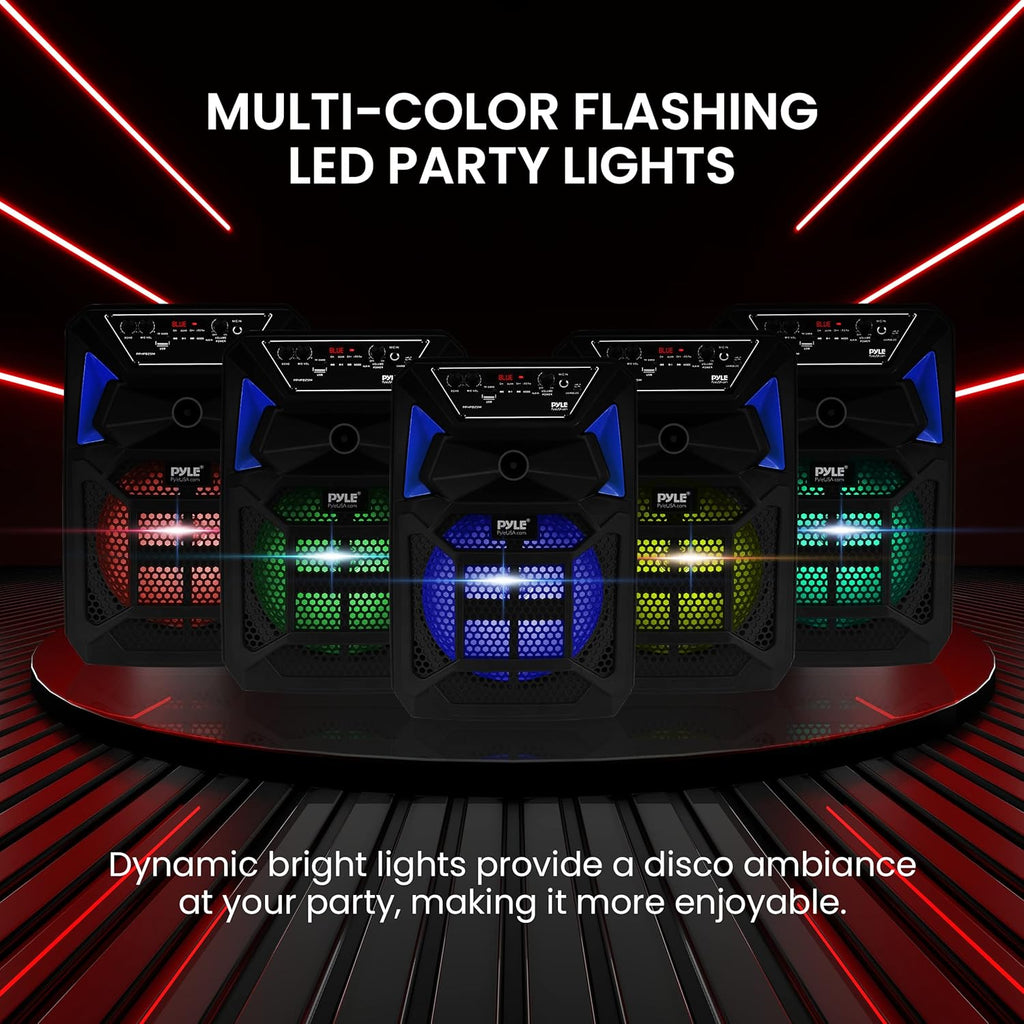 Portable Bluetooth PA Speaker System with Microphone, Party Lights, MP3/USB/SD, FM Radio, Rolling Wheels M5624