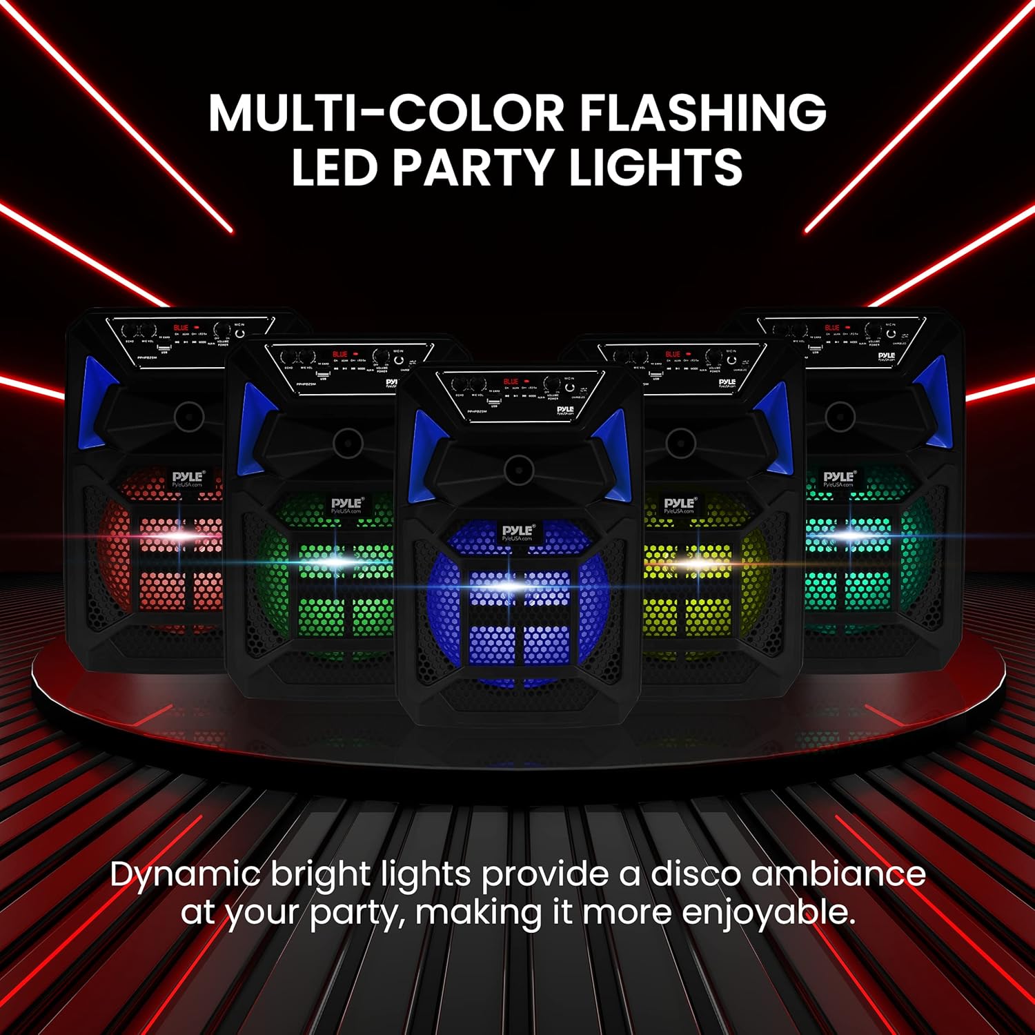 Portable Bluetooth PA Speaker System with Microphone, Party Lights, MP3/USB/SD, FM Radio, Rolling Wheels M5624