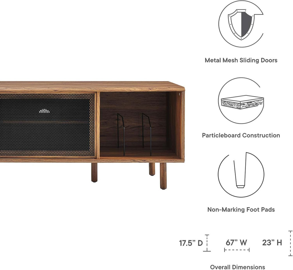 TV and Record Stand for TVs up to 65", Walnut D279404