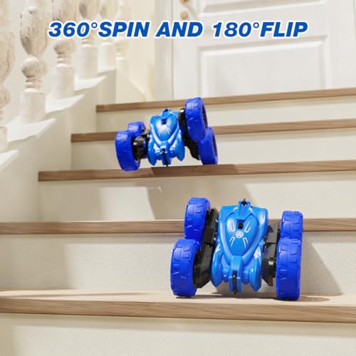 Remote Control Car with LED Lights, 360° Rotating Stunt Toy for Kids Q927552