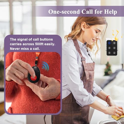 Wireless Caregiver Pager Nurse Call Button with LED Light for Elderly Patients R1852