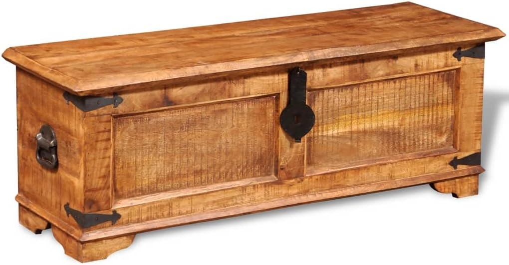 Wooden Storage Chest, Solid Wood Storage Chest Rustic Wood Treasure Box, Sturdy Large Storage Trunk for Living Room, Bedroom 43.3" x 13.8" x 15.7" -AA