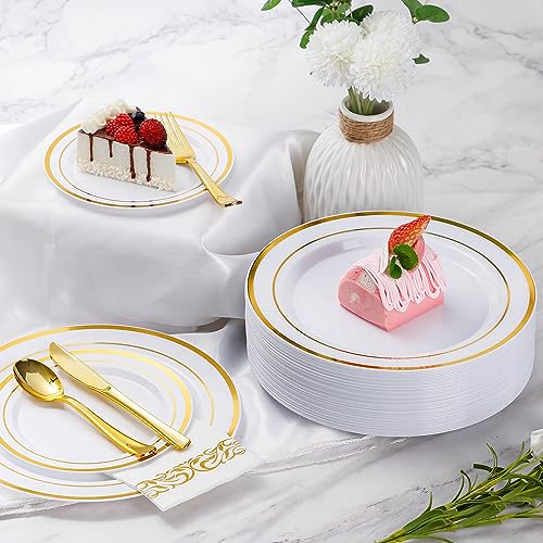 700 Piece Silver Dinnerware Set for 100 Guests, Disposable Plastic Plates for Party F59014