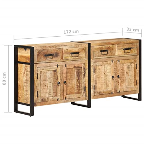 Solid Mango Wood Sideboard with Drawers and Compartments J157328